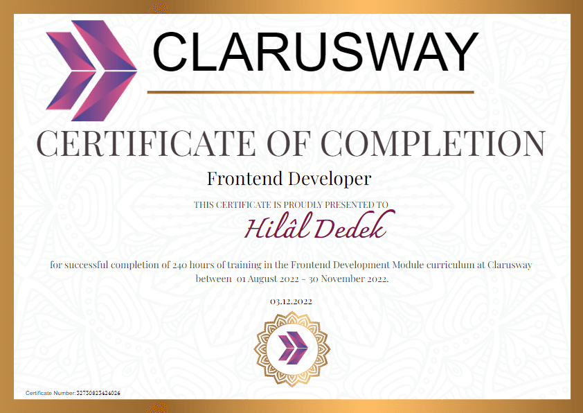 Frontend Developer Sertifikası